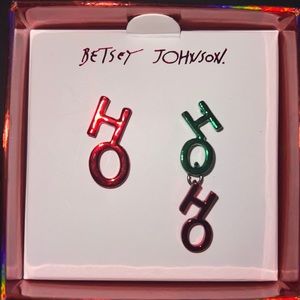 Betsey Johnson  Christmas Ho Ho Ho Earrings New In Box